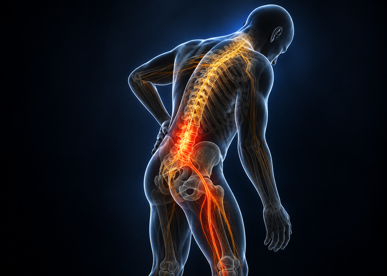 Educational anatomical illustration of the sciatic nerve