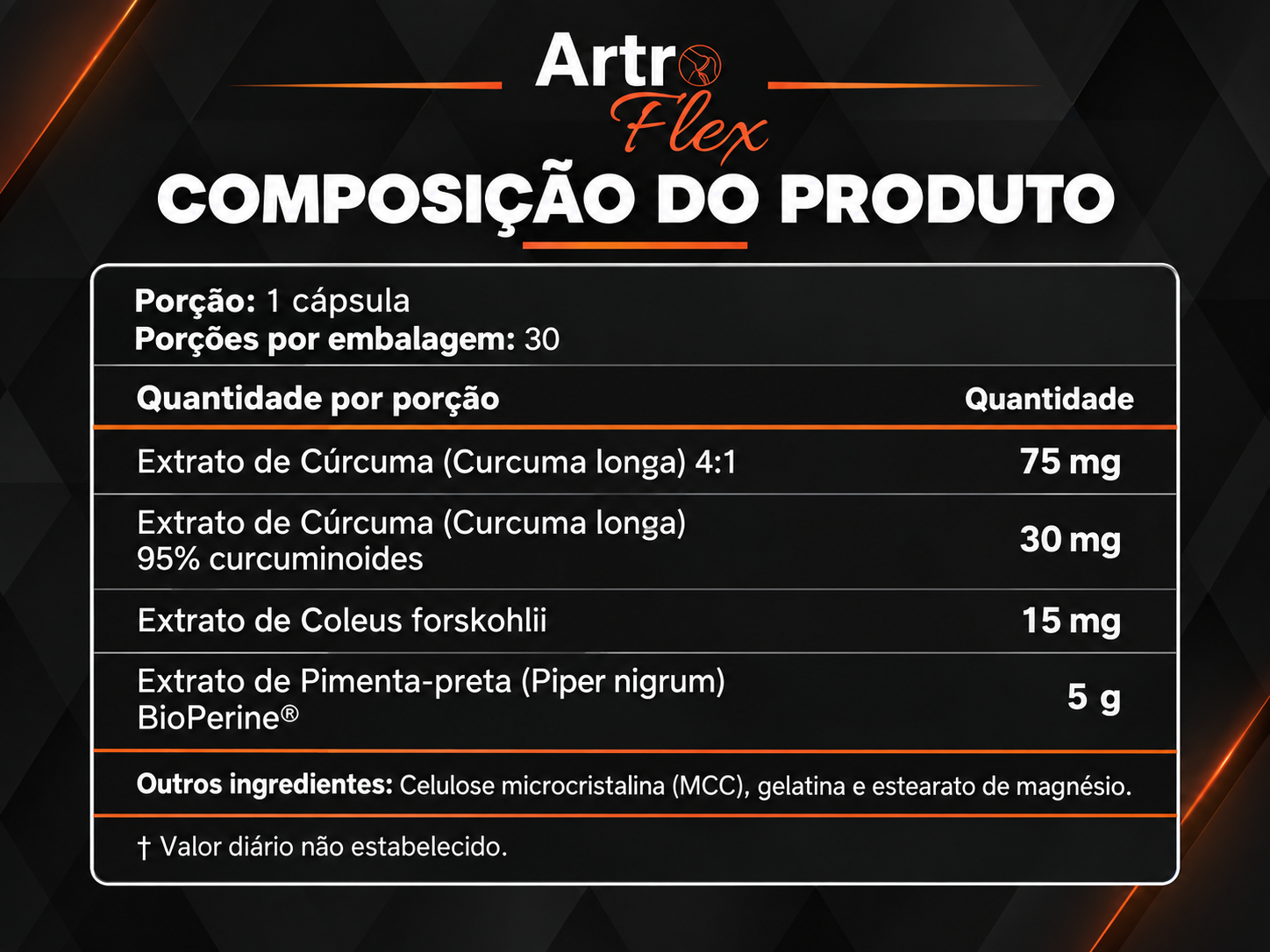 Rótulo e informações do Artro Flex