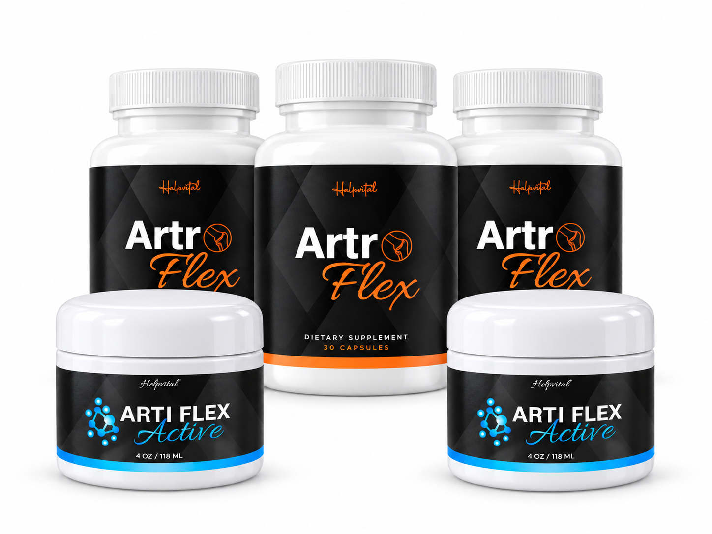 Ilustração dos produtos Artro Flex e Arti Flex