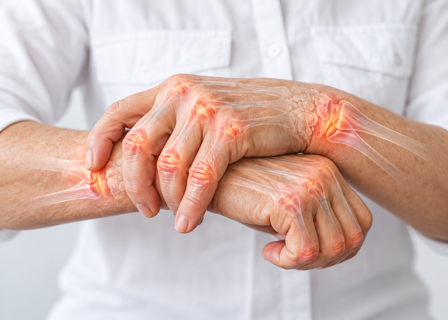 Educational anatomical illustration about osteoarthritis