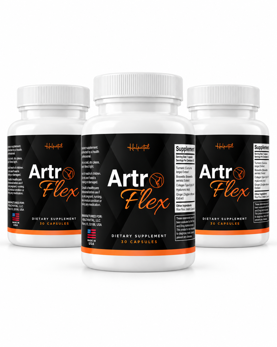 Três frascos do Artro Flex